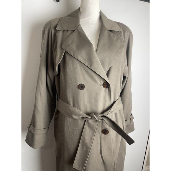 London Fog Jackets & Blazers - Vintage London Fog Women’s Trench Long Coat Khaki Notch Lapel Belted Size 6